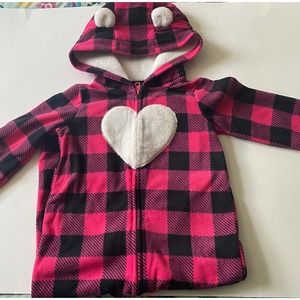 Carters Girls Hooded with ears pink Fleece Romper Jumpsuit , 24 Months nwt (E)